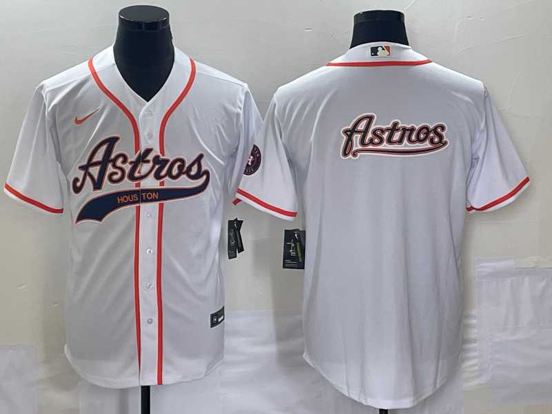 Men's Houston Astros White Team Big Logo Cool Base Stitched Baseball Jersey